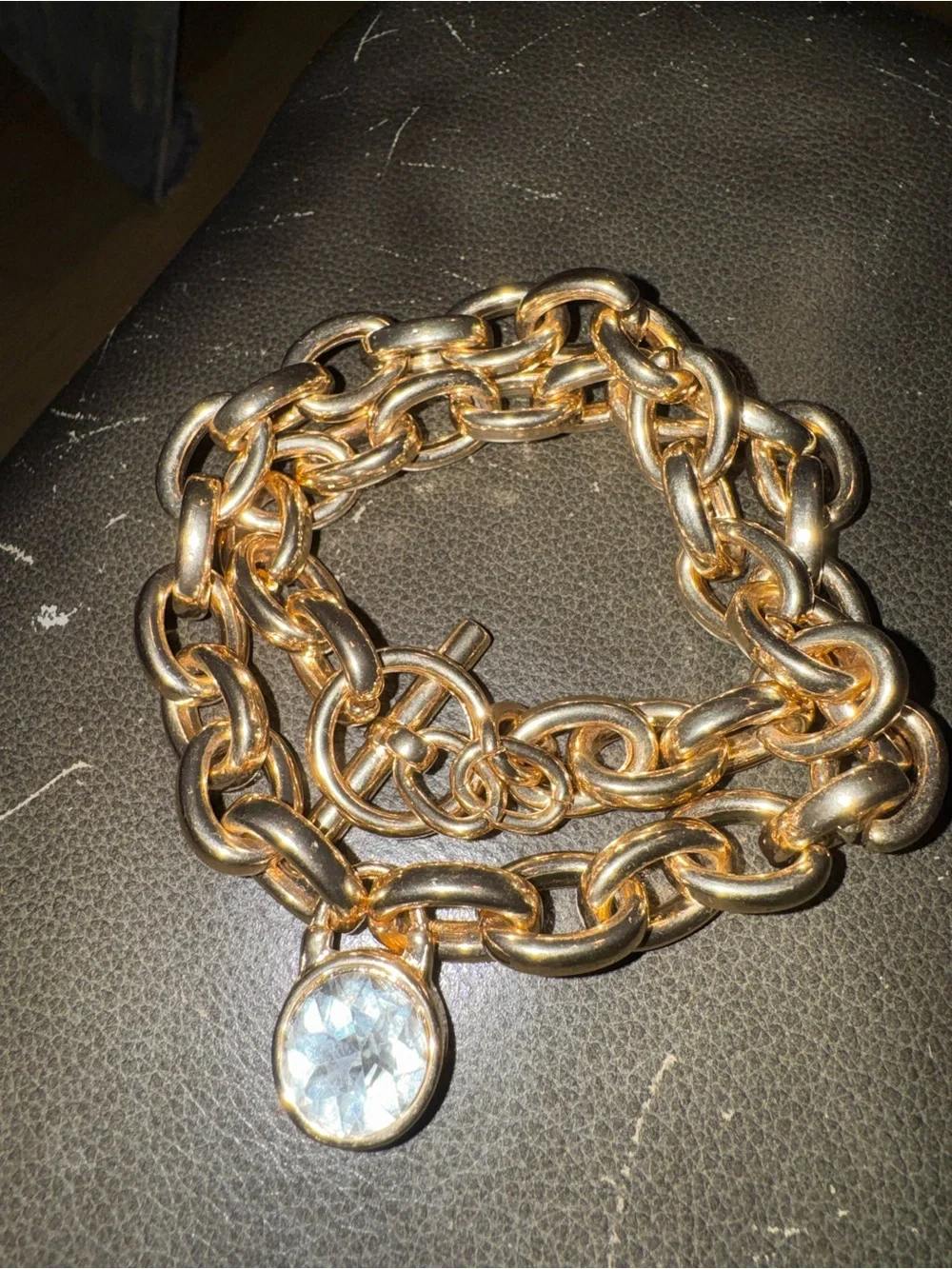 Michael Kors Logo Gold Tone Reversible Chunky Chain Link Necklace